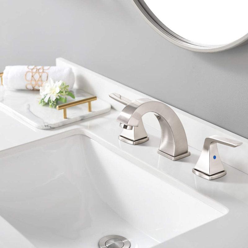 Widespread 2-handle Bathroom Faucet with Drain Assembly, Brushed Nickel