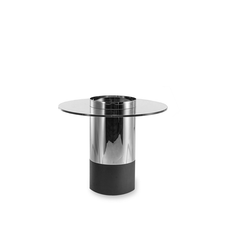 Table de bout cylindrique en verre, H 23,5 po x l 28 po x P 27,5 po, Argent