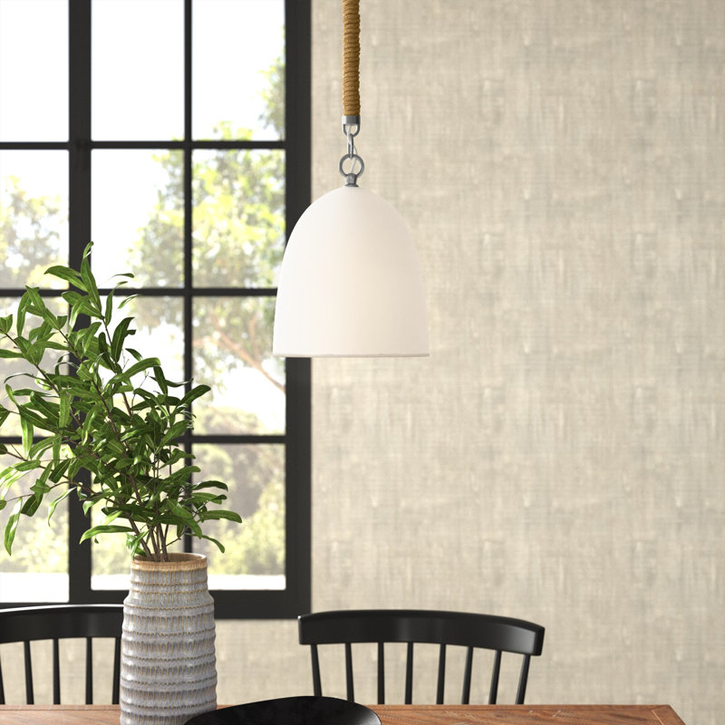Karissa 1-Light Dimmable Sloped Ceiling Adaptable Pendant, Antique Nickel, White