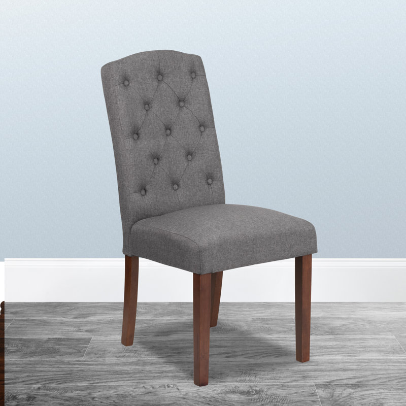 Chaise parsons Prompton avec pieds en acajou, gris