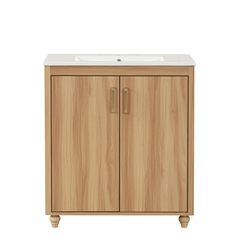 Ensemble de meuble-lavabo moderne, bois massif et panneau de fibres à densité moyenne avec lavabo, conception peu encombrante
