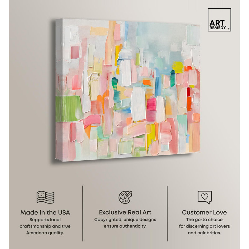 Color Symphony I Canvas Spring Abstracts by Art Remedy, Framed Wrapped Canvas, 40" H x 40" W, Does Not Apply