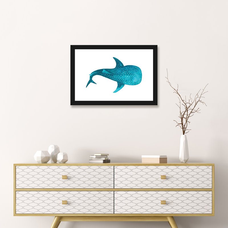 Requin baleine II - impression, Blanc, H 16 po x l 24 po x P 1 po, Papier encadré noir