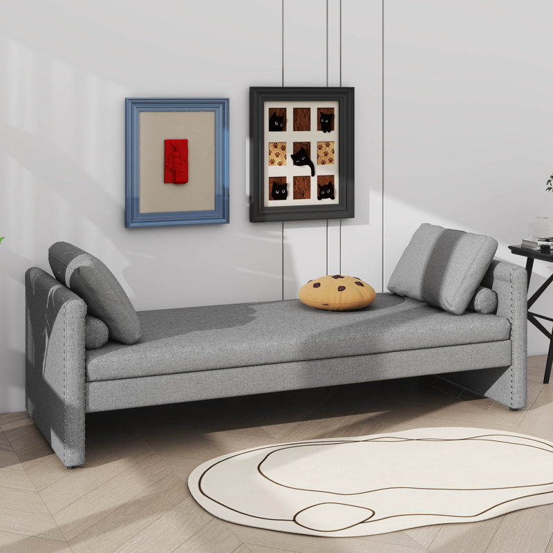 Lit de jour moderne rembourré avec coussins, gris