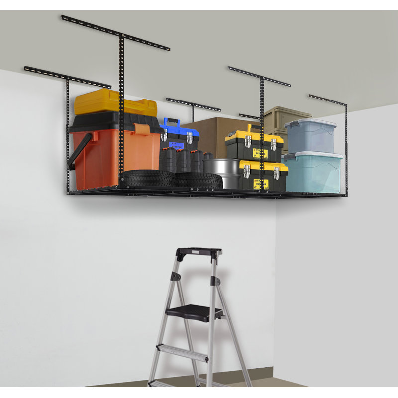 Elevated Garage Storage Racks,adjustable Ceiling Storage Racks,600 Lb.load Capacity., 40" H x 96" W x 36", White