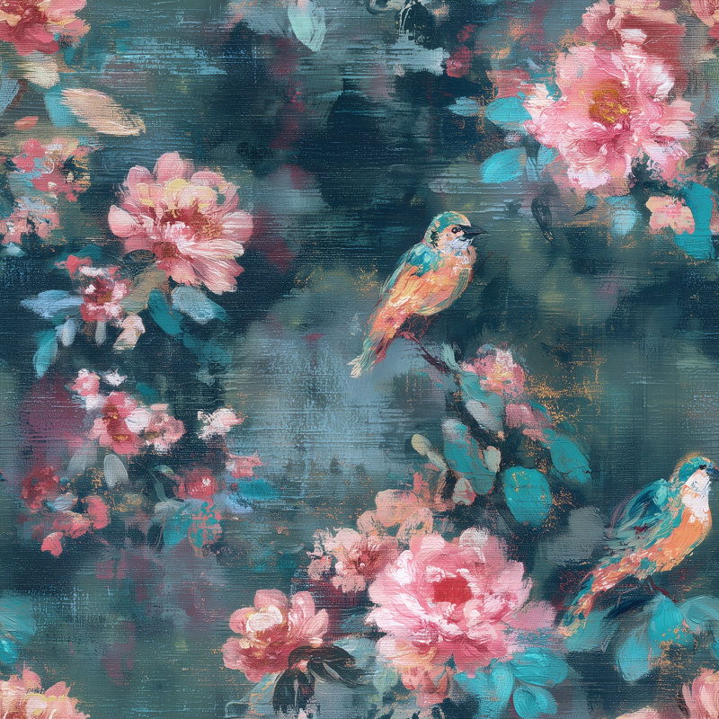 Papier peint floral foncé foncé, Non-collé