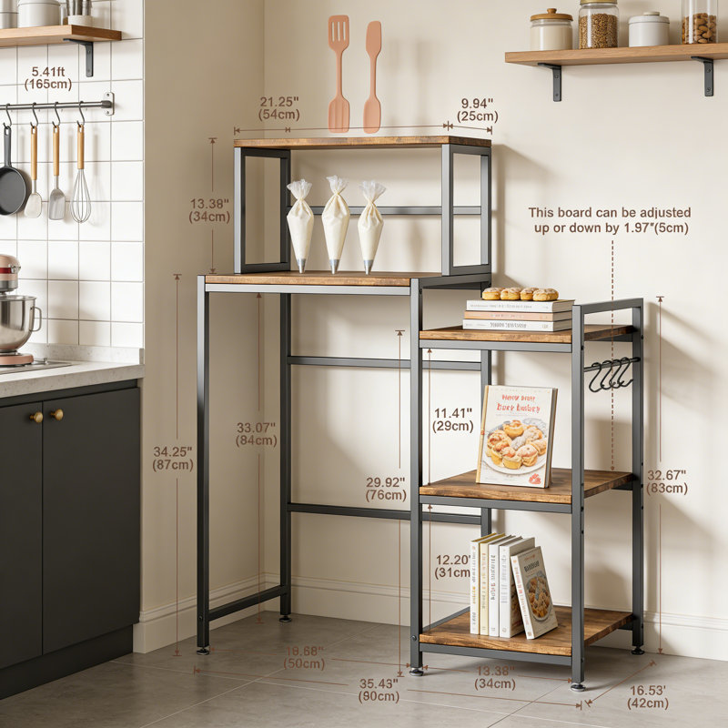 Mini-réfrigérateur à 6 niveaux avec rangement, organisateur de cuisine polyvalent avec bar à café, tablette pour micro-ondes et tablettes réglables pour un dortoir, un appartement ou un bureau
