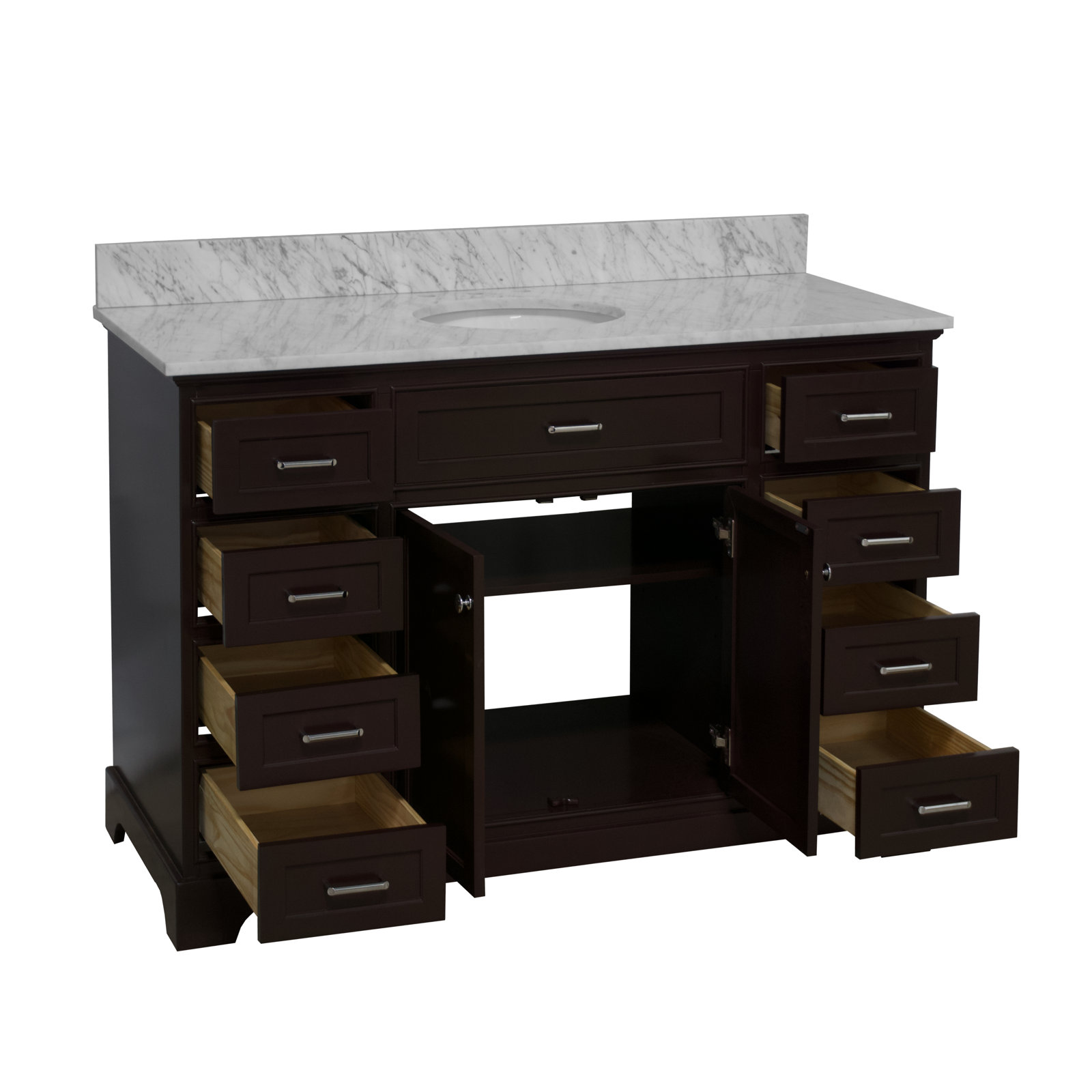 Ronnie 60'' Single Bathroom Vanity, Chocolate, Carrara Marble