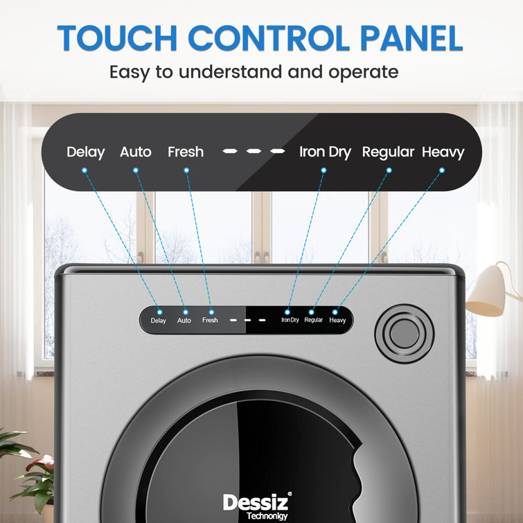  Dessiz Digital Control Compact Laundry Dryer - 11lbs Capacity,  Portable Clothes Dryer Machine for Small Spaces, RVs and Apartments -  Quiet, Sturdy and Easy to Use : Appliances