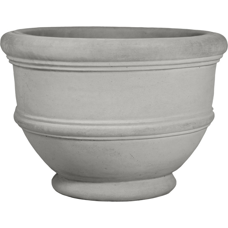 Pot à fleurs 17 po à bandes - Finition naturelle - Graphite, 13" H x 17" W X 17" D, Light Grey