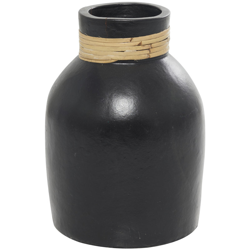 Terracotta Decorative Bottle, Black, 11.25" H x 8.05" W x 8.05" D