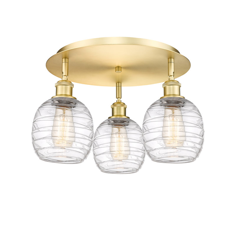 Plafonnier semi-encastré en verre Alve, Tourbillon déco, Or satiné
