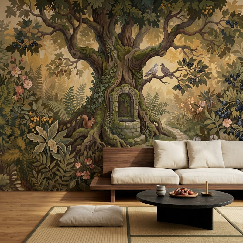 Décoration murale murale Woodland Landscape, Non tissé, 120 po x 96 po