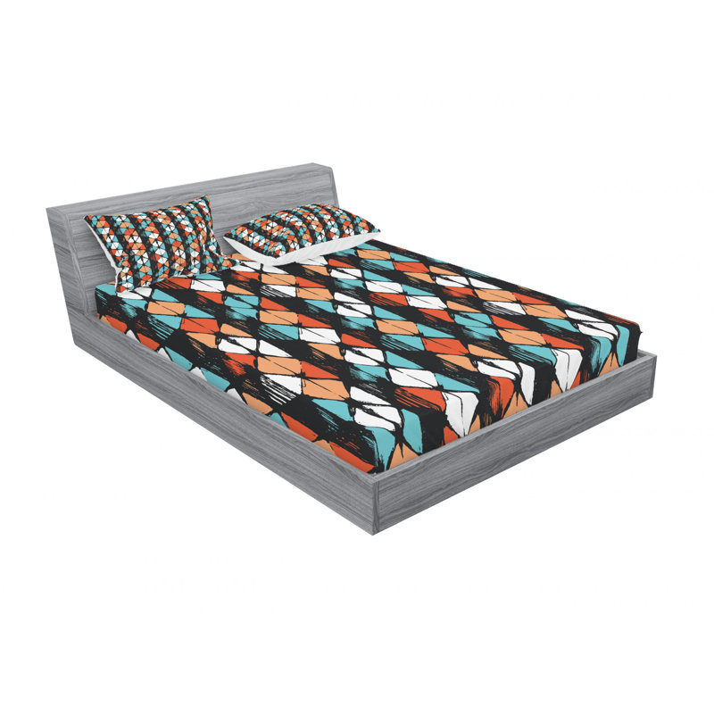 Ensemble de draps Vector Ikat, Ensemble de draps pour lit double avec un drap-hou