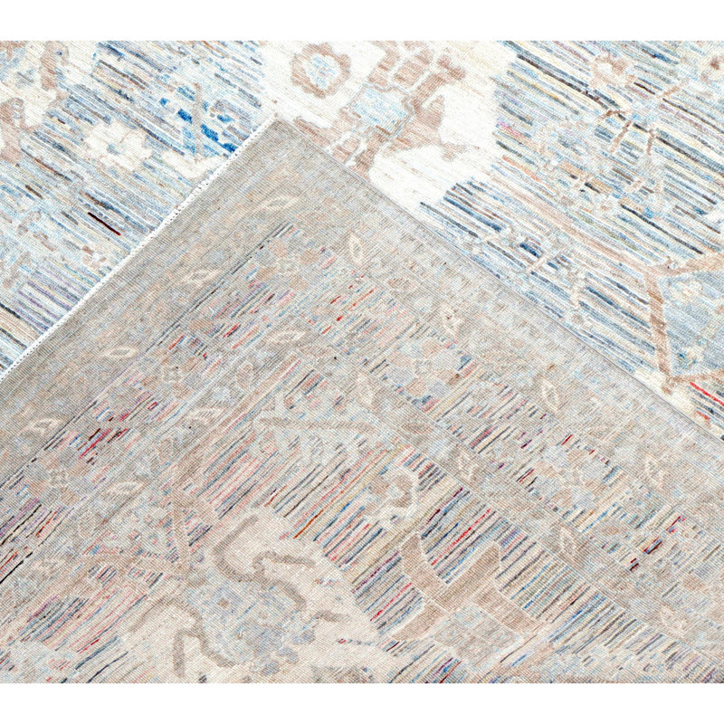Hand Knotted Wool Area Rug in Silver