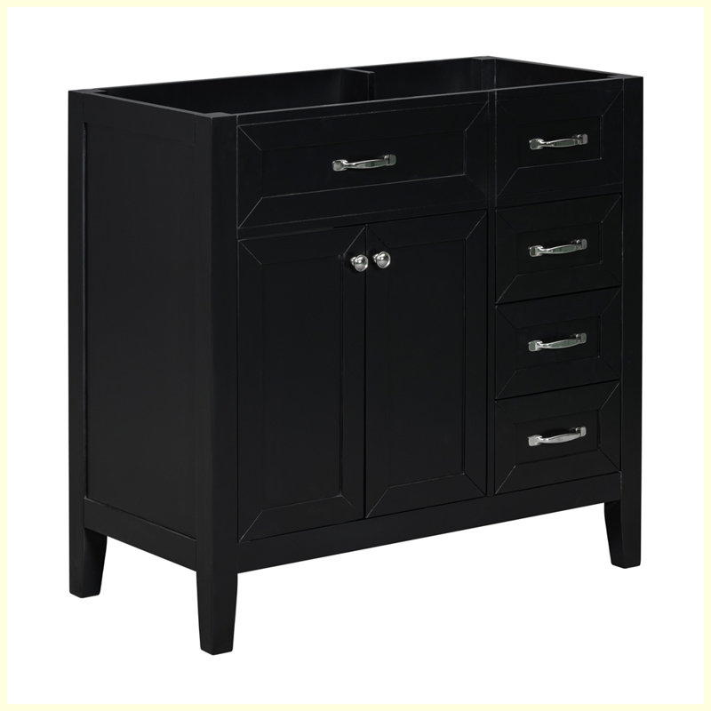 Meuble-lavabo moderne avec armoire et tiroirs, Noir, noir, noir, noir