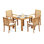 5 Pcs Grade-A Teak Wood Dining Set: 36" Square Table And 4 Mas Stacking Arm Chairs #11MS0804