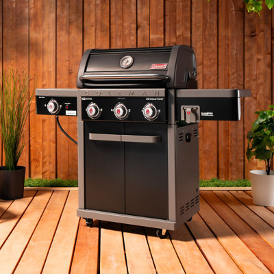 Coleman Revolution 3-Burner 45,000 BTU BBQ Gas Grill, Side Burner, 650-Sq. In. Total Cooking Surface