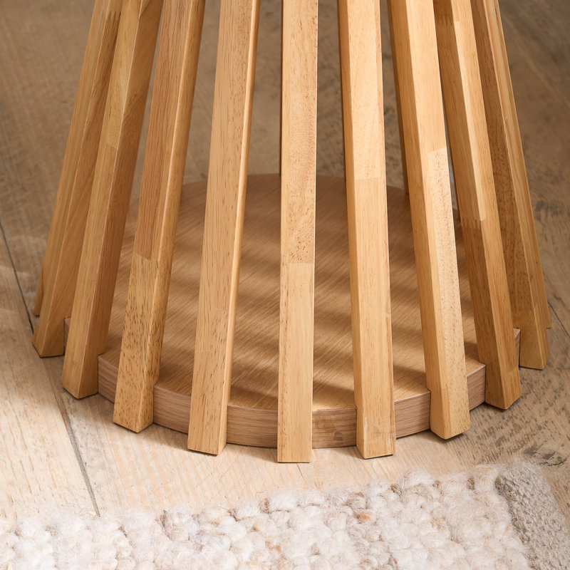 Middeleton Round Slatted lamp table oak effect
