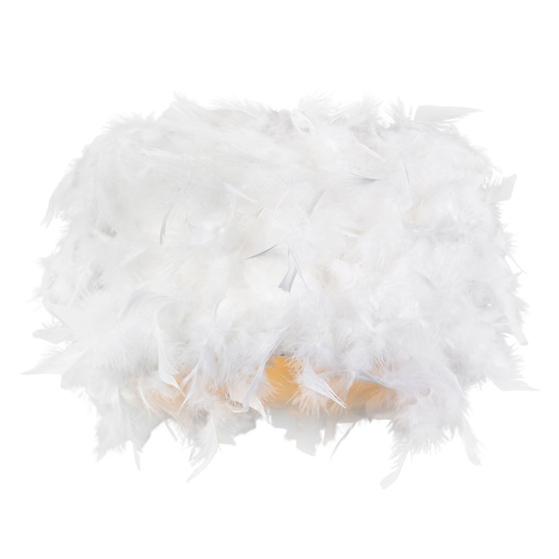 Modern Designer Real Feather Drum Lamp Shade with Inner Cotton Lining, White
