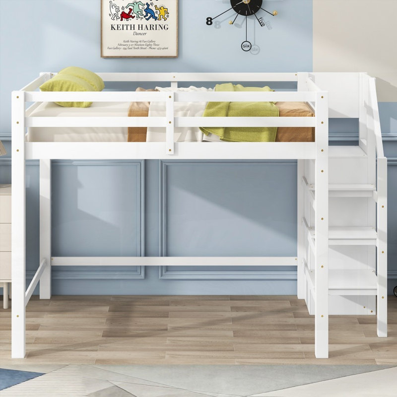 Lit mezzanine avec rangement intégré Auroralynn - aucun sommier nécessaire, robuste et amp; Durable, Blanc