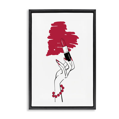 Toile flottante encadrée rouge à lèvres en forme de cœur par Martina Pavlova