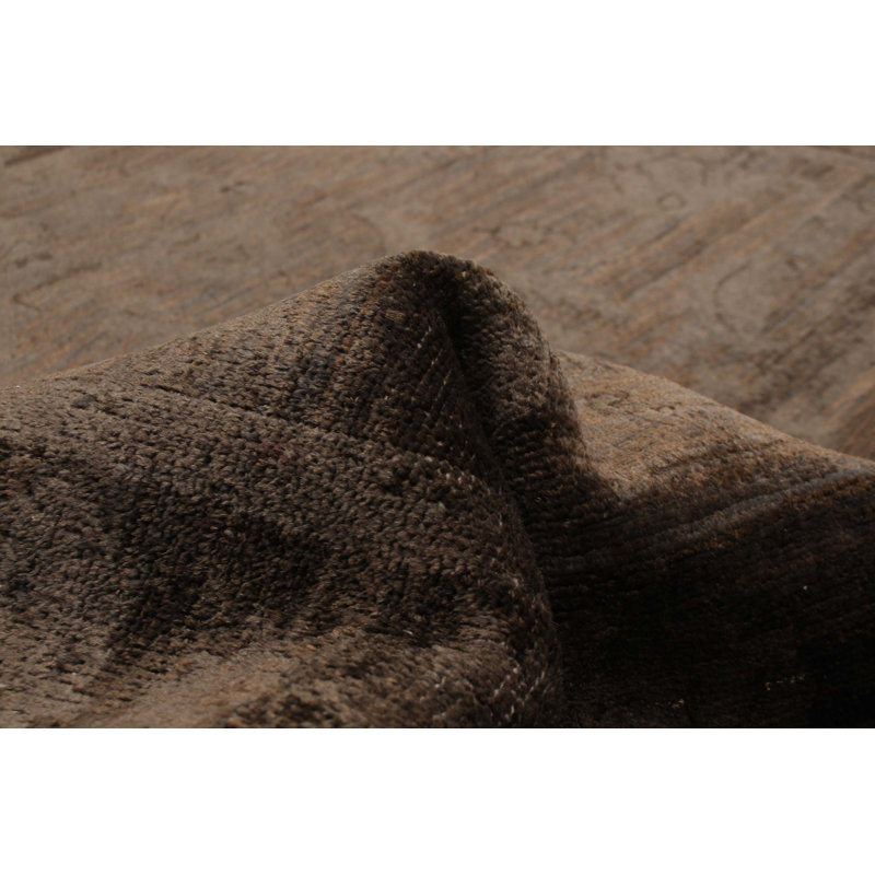 Tapis noir unique noué à la main 4 pi 0 po x 5 pi 10 po