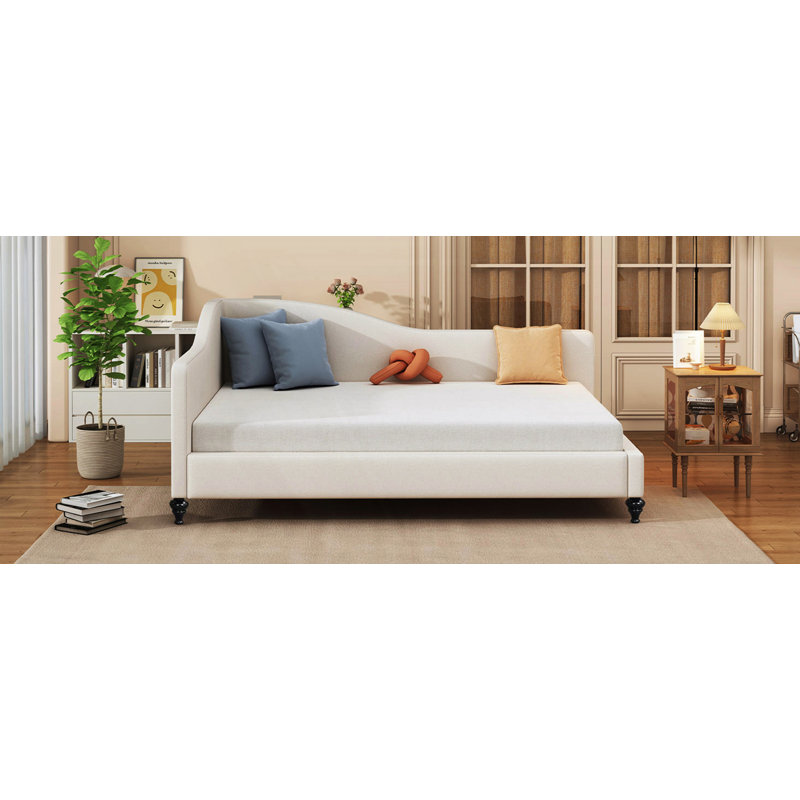 Lit de jour en L en forme de L, Beige, Double