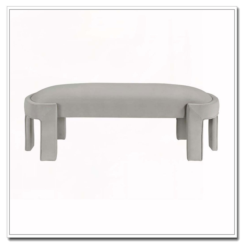 Banc rembourré en velours, Taupe