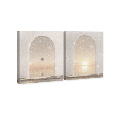 Coastal Window Set Landscape & Nature Canvas Print by Oliver Gal, Black Frame, 16 x 20