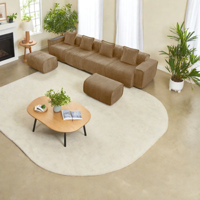 Luxurious Velvet Modular 4-seater Sofa, Modern U-shape Design For Entertaining