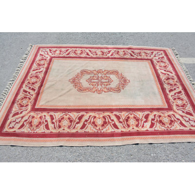 Tapis Oushak, tapis rétro, tapis rouge, tapis de cuisine, tapis turcs, tapis 5,4 x 7,2 pi