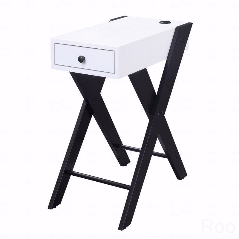 Side Table With Usb Ports, White