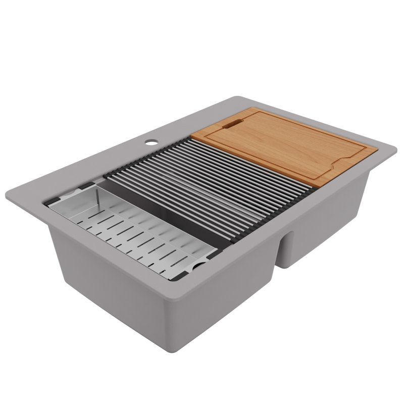 Évier de cuisine à quartz 33 L, Gris