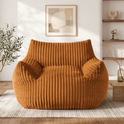 Fauteuil à billes surdimensionné en mousse de velours côtelé à compression