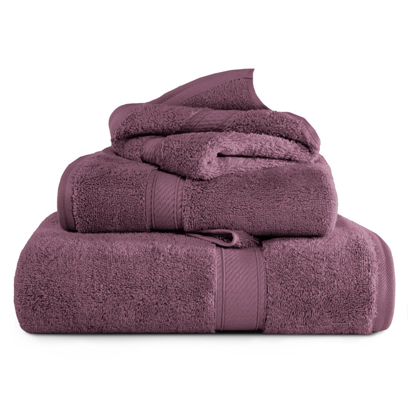 Scotia Egyptian Cotton Bath Towel Set, Plum, 3Pc Towel Set  (1Bath, 1Hand, 1Face)