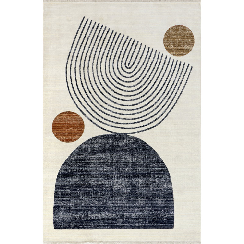 Tapis abstrait pour salle à manger Bevin, Rectangle de 5 pi x 8 pi