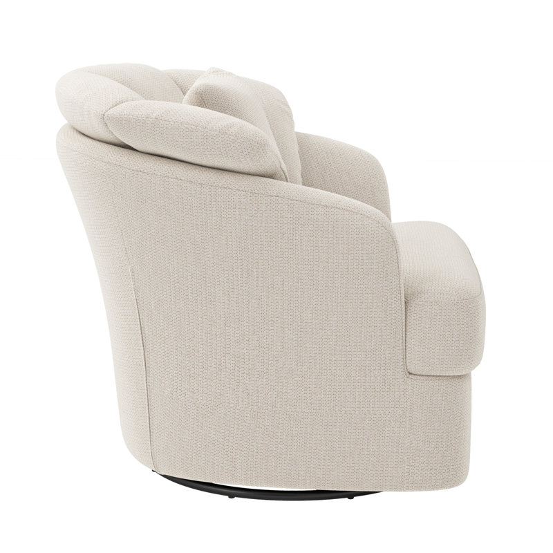 Lakitia Rowena Upholstered Swivel Barrel Chair, Oat