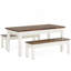Ensemble de salle à manger de ferme 3 pièces, table de salle à manger et de cuisine peu encombrante avec 2 bancs repliables pour les petits espaces