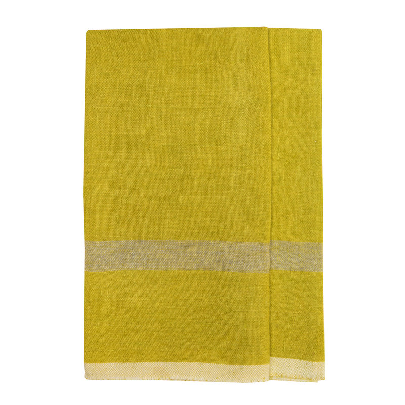 Laundered Stripe Tea Towel Kitchen Towel, Lime/Gray