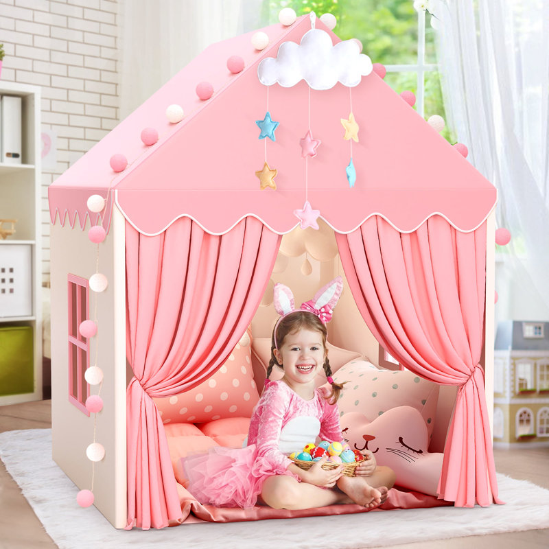 Princess Castle Pink Canvas Indoor Play Tent for Kids