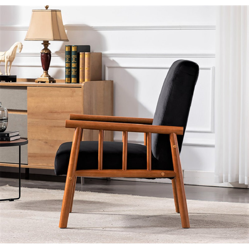 Fauteuil en velours de 25 po de large Gerame, Noir