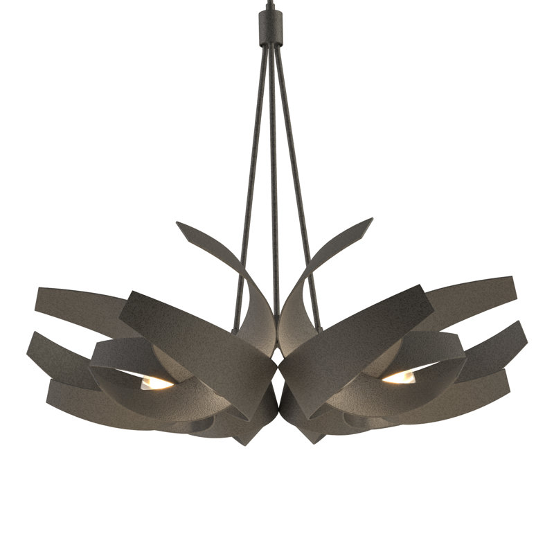 Corona 6 - Light Unique/Statement Geometric Chandelier, Natural Iron, 29.2" H x 35.1" W x 35.1" D