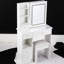 Petit espace - coiffeuse et tabouret rembourré: bureau de tiroir gauche de 29,2 po, commande tactile, changement de couleur tricolore, miroir à DEL réglable en luminosité