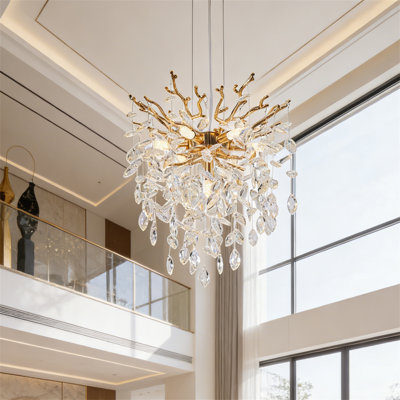 7-Light Luxury Gold Crystal Chandeliers for Dining Room Kitchen Bedroom Living Room