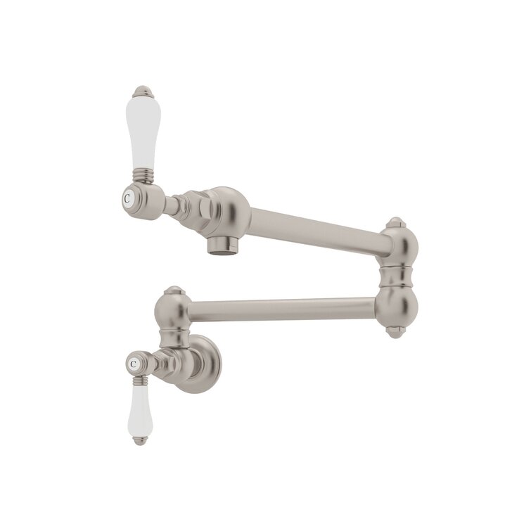 Rohl A1451XSTN-2 Country Kitchen Wall Mounted Swing Arm Fold Away Pot Filler in Satin Nickel by Rohl - 3