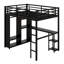 Structure de lit mezzanine en métal avec garde-robe intégrée, bureau et tablettes de rangement-1581776954-1581776955