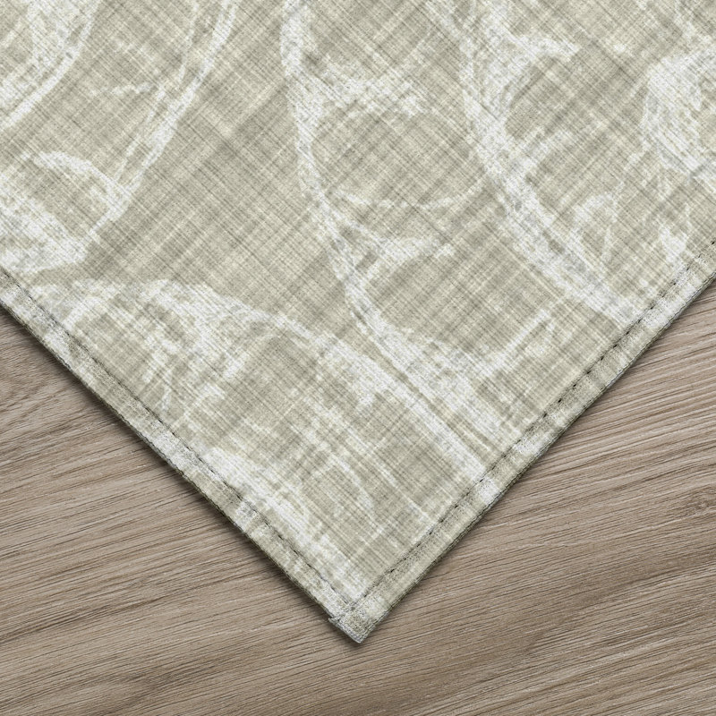Tapis intérieur / extérieur en polyester tissé à la machine géométrique beige, Rectangle de 10 pi x 14 pi