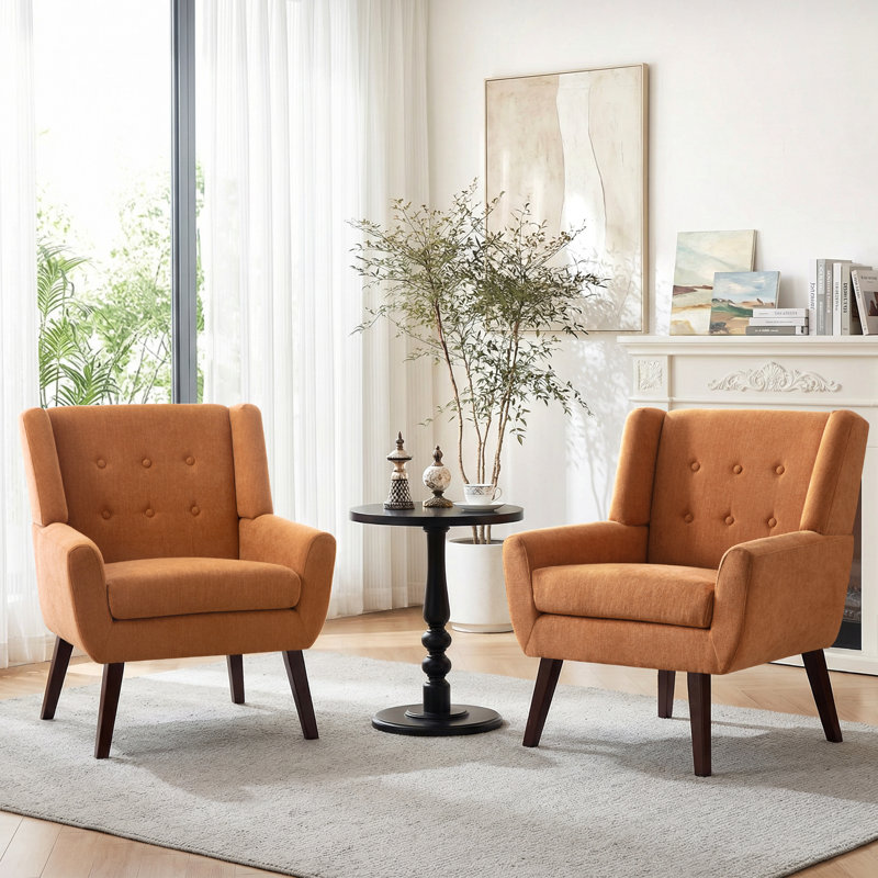 Upholstered Armchair, Orange