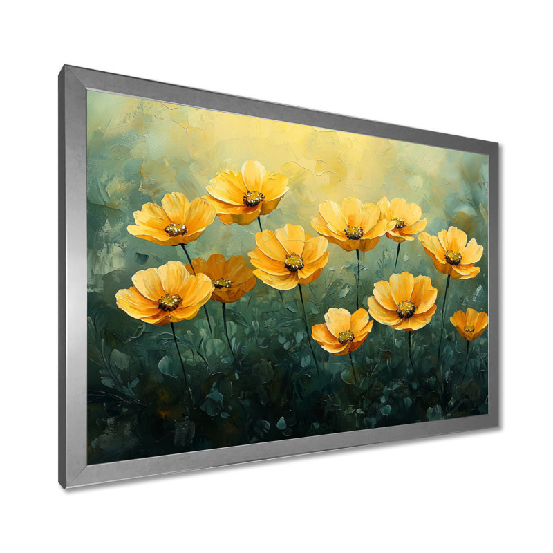 «Dahlia Flower Summer Horizons II» - art mural Dahlia, Reproduction encadrée d'une seule photo sans pass, Argent argent